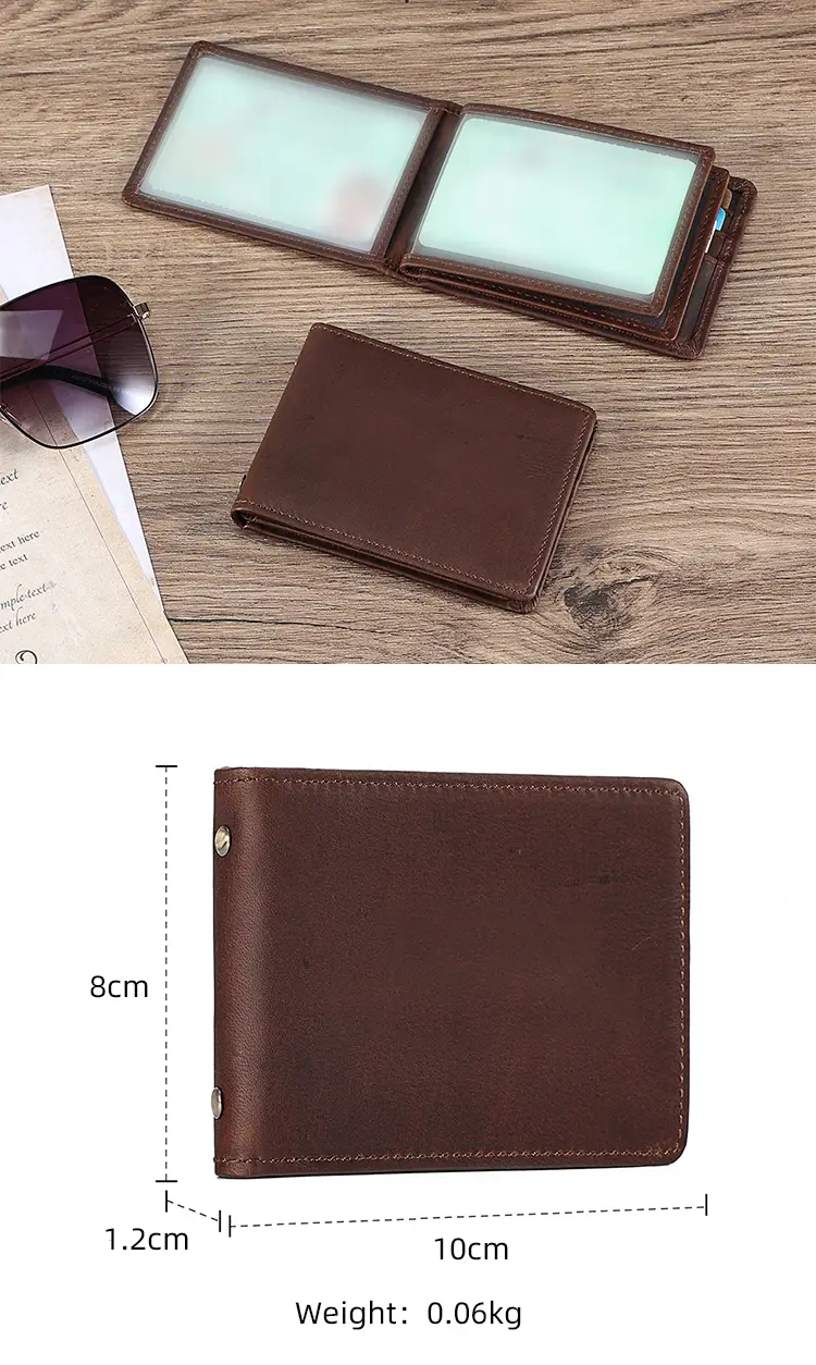 Multiple card slots and cash compartment – BEARKY QY29 slim leather wallet